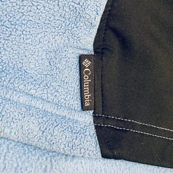 Columbia Full Zip Hooded Fleece Jacket Women's Large Light Blue Color-block Read - Picture 9 of 10